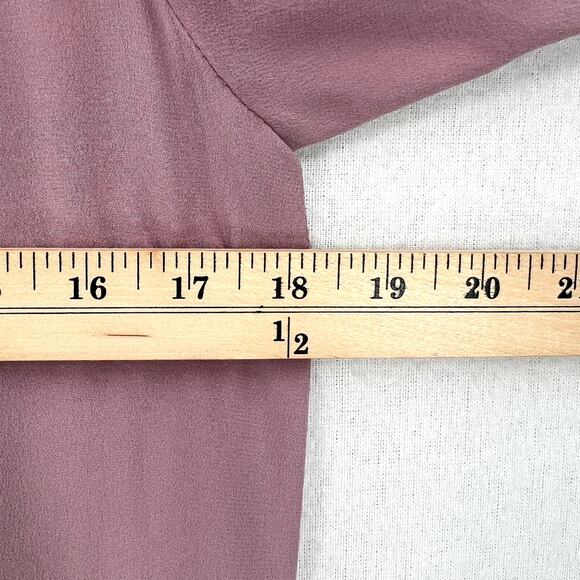 ANNA MASON Dress Womens US 4 Mauve Rose Silk Long Sleeve Dropped Waist Ruffle - Picture 11 of 16